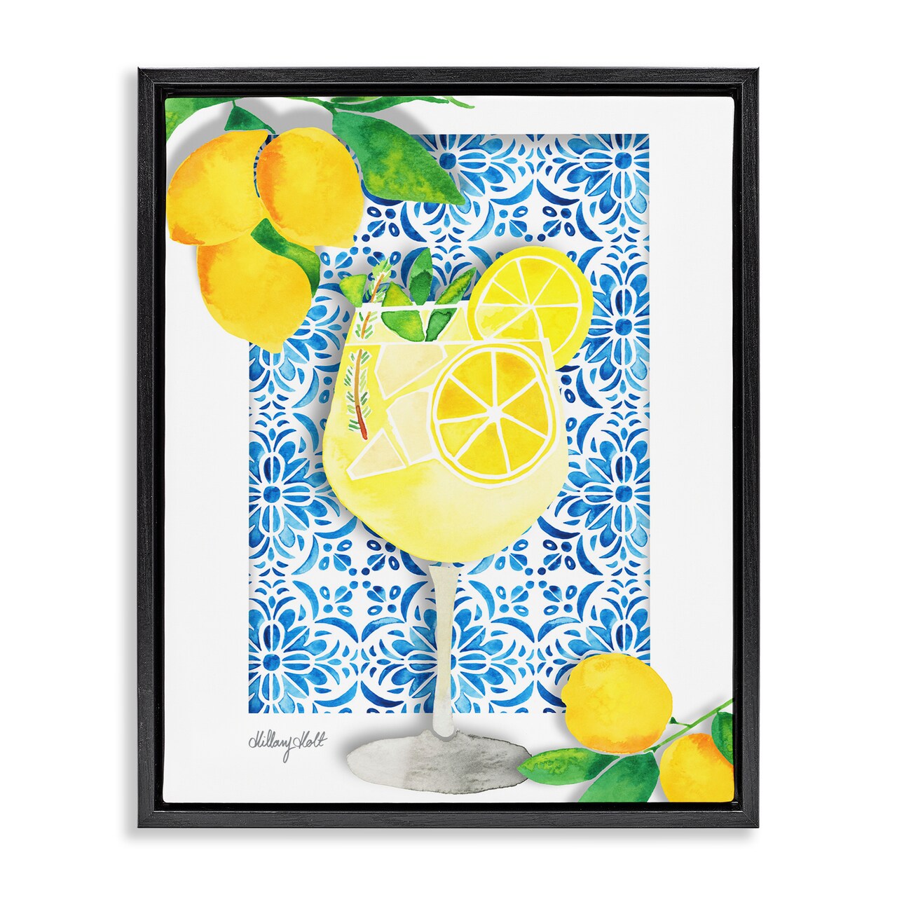 Stupell Industries Mediterranean Limoncello Drink Floating Frame Design by Hillary Holt